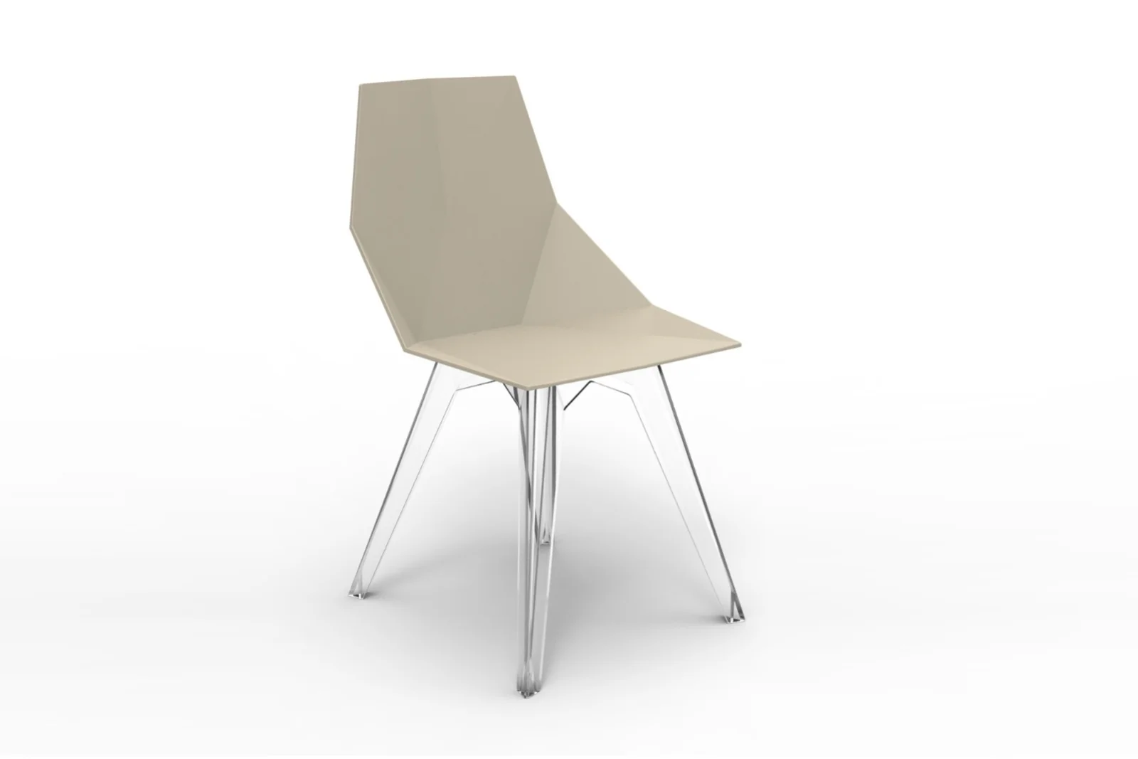 Vondom FAZ | Stuhl mit transparenten Beinen Ecru matt
