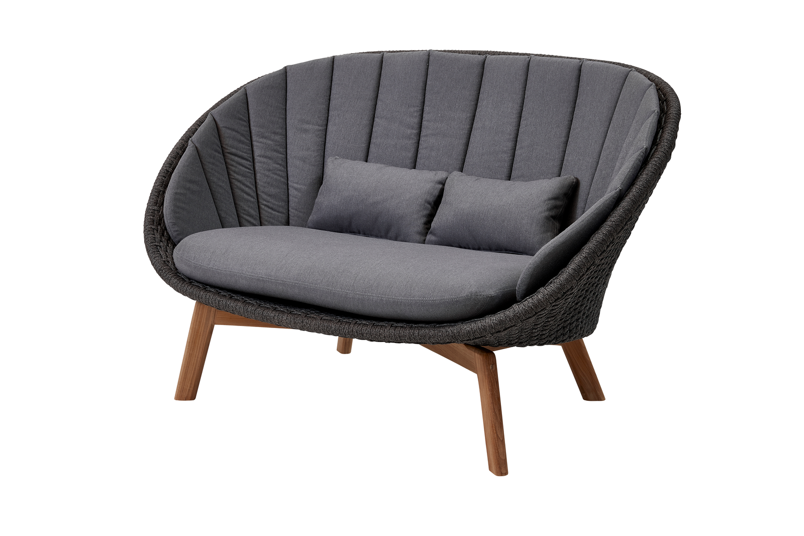 Cane-line Peacock | 2-Sitzer Sofa mit Teakholz Beine | Grey Kissen