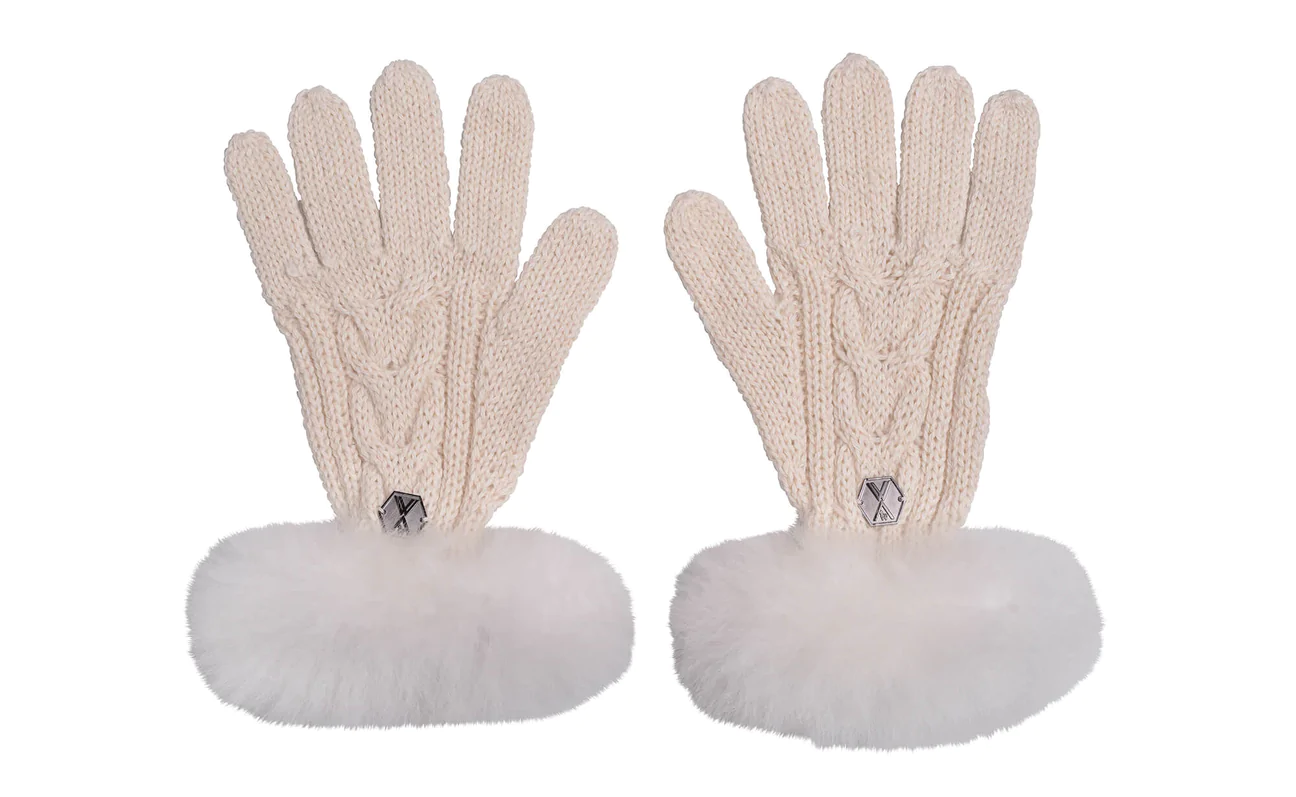 WEICH Couture Alpaca Handschuhe mit Fellrand | VALERIA | CREME WEISS