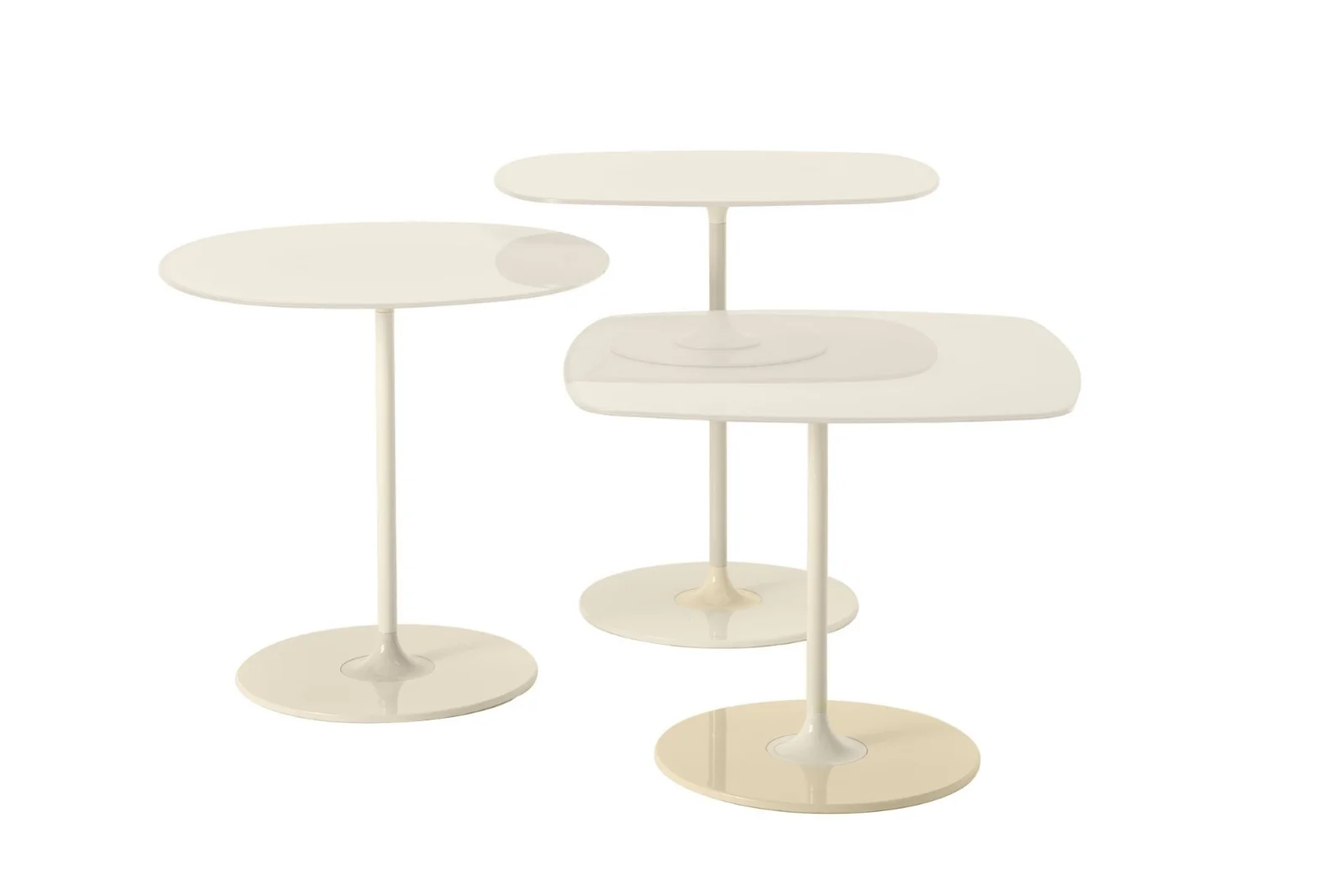 Kartell Thierry | 3er Set Tische Beige / Weiß