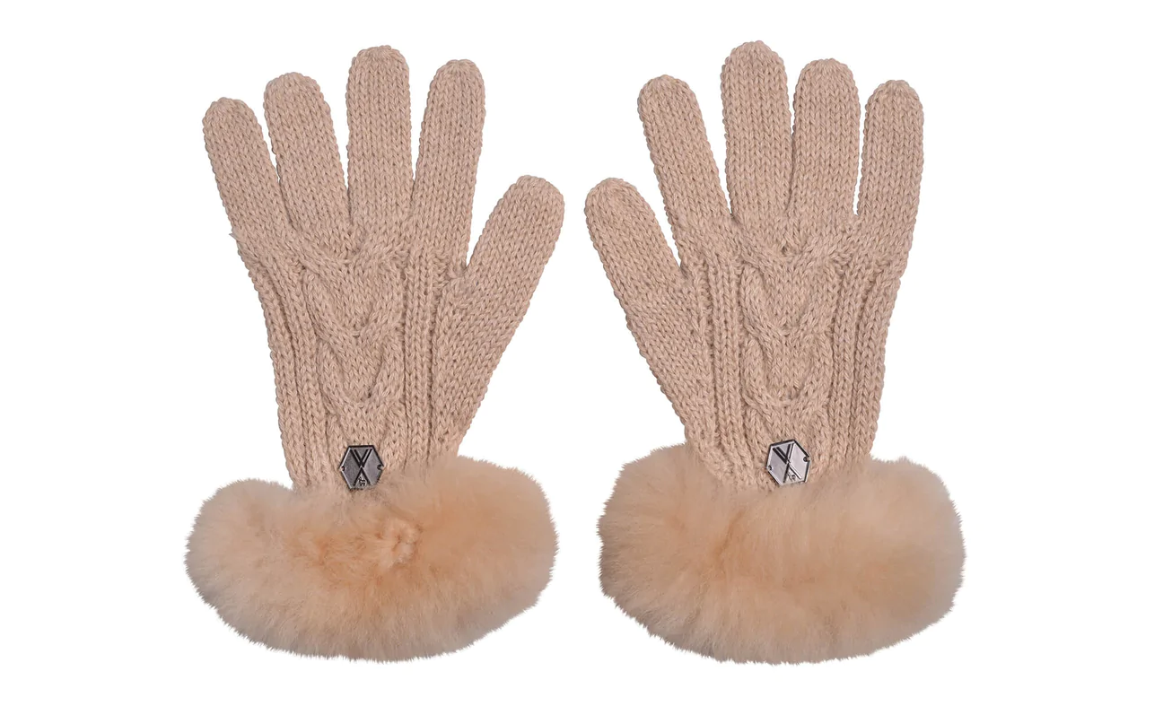 WEICH Couture Alpaca Handschuhe mit Fellrand | VALERIA | BEIGE