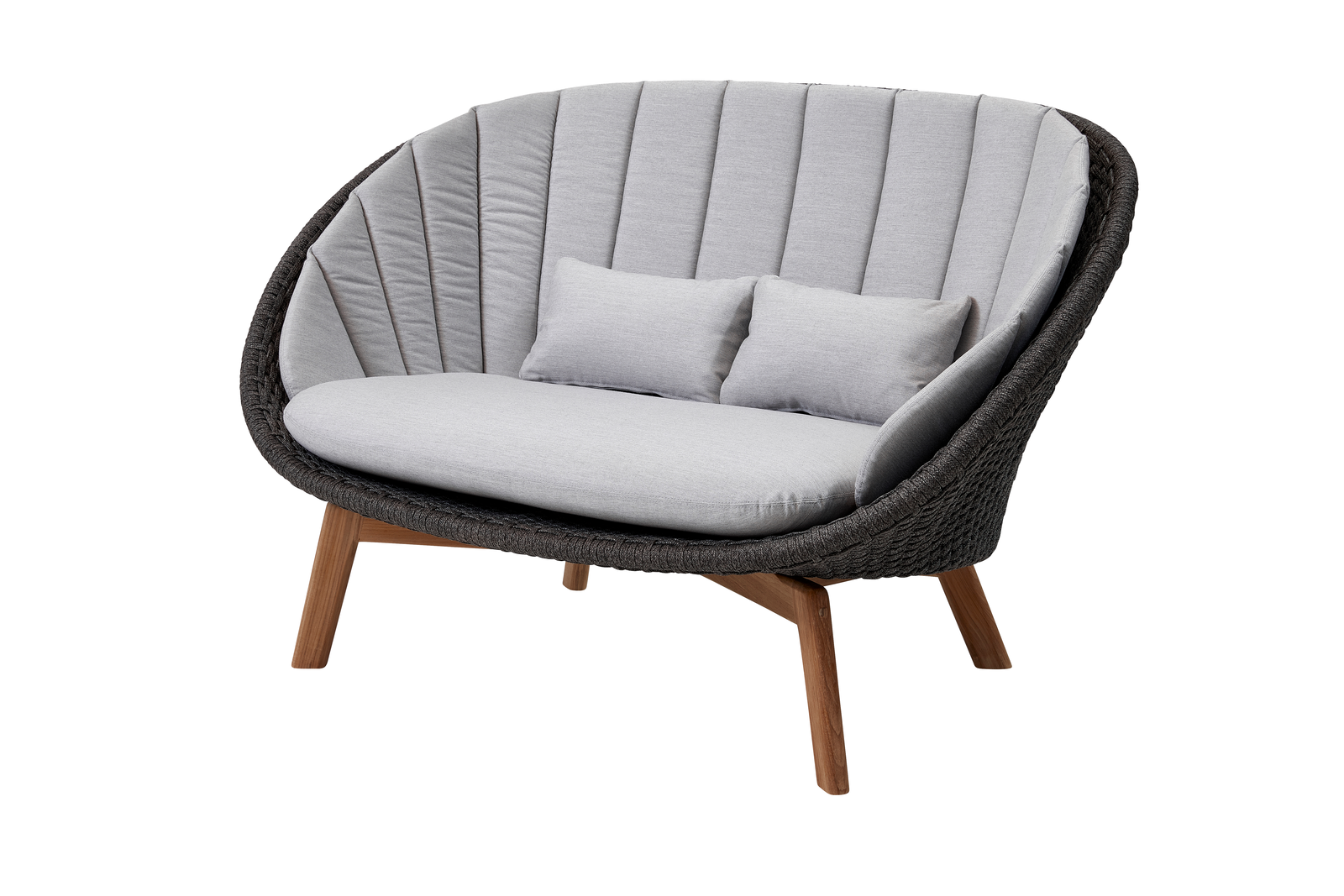 Cane-line Peacock | 2-Sitzer Sofa mit Teakholz Beine | Light Grey Kissen
